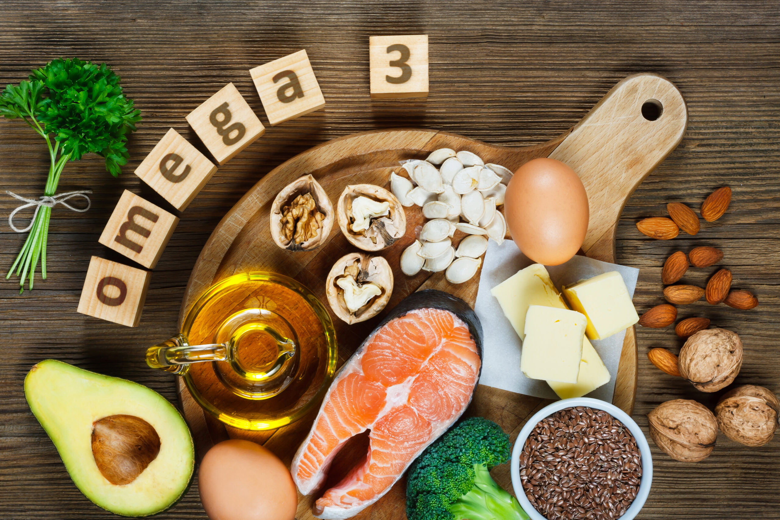 Salmon and nuts rich in omega-3