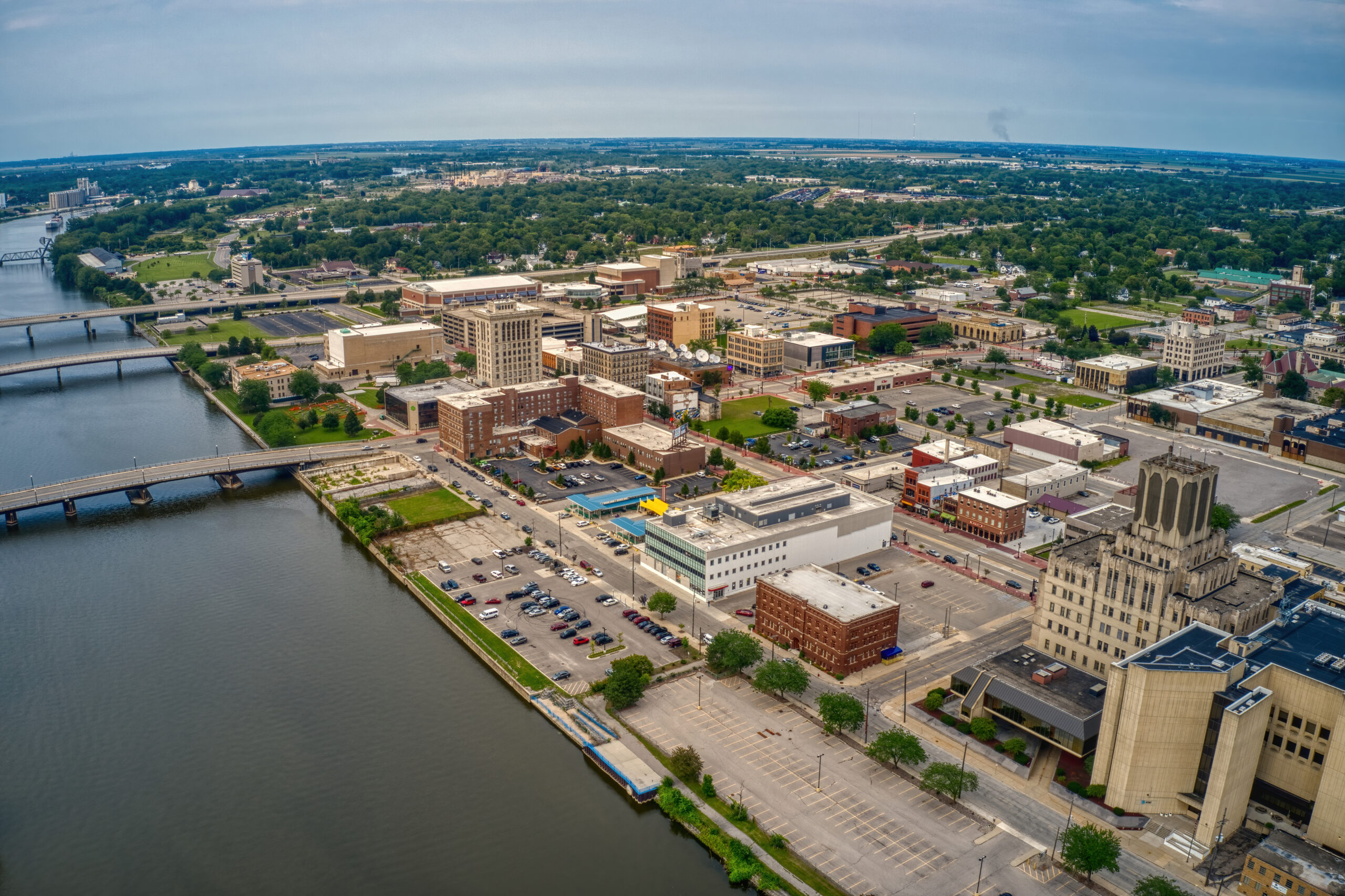 Map highlighting Saginaw, Midland, Bay City